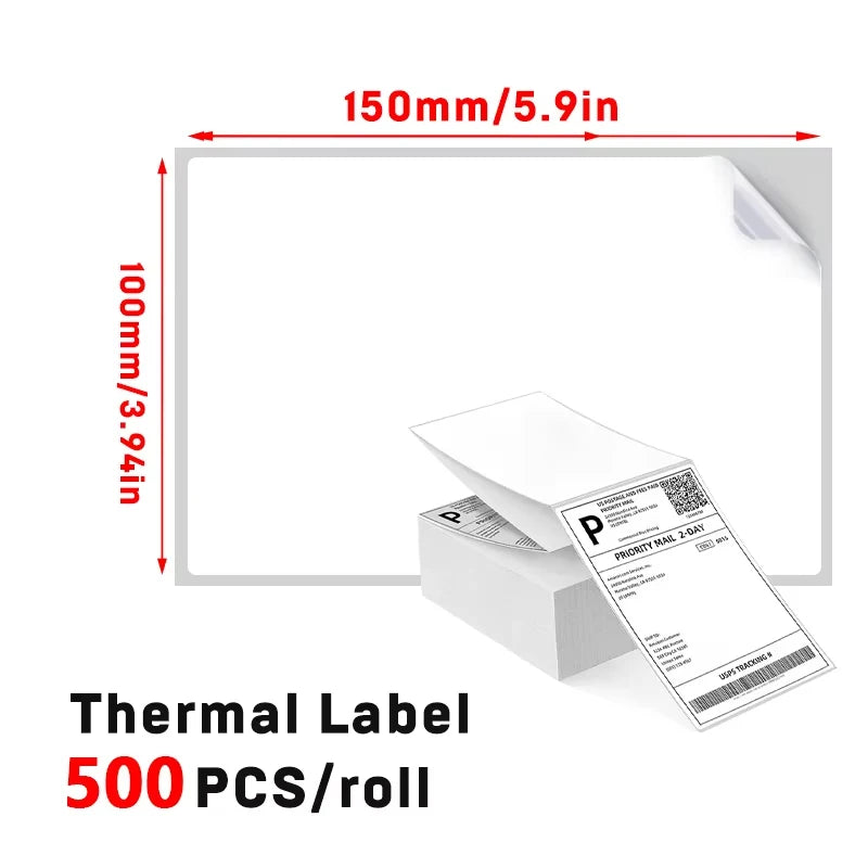 4x6 Inch Thermal Shipping Label Paper 100/200/300/500PCS Adhesive Paper For Express Waybill DHL UPS Express Barcode All-Purpose