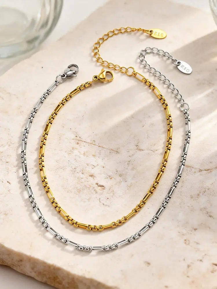 Stainless Steel Women's Anklets, 18K Gold Plated Waterproof Foot Jewelry, Adjustable Chain Ankle Bracelet for Beach Jewelry