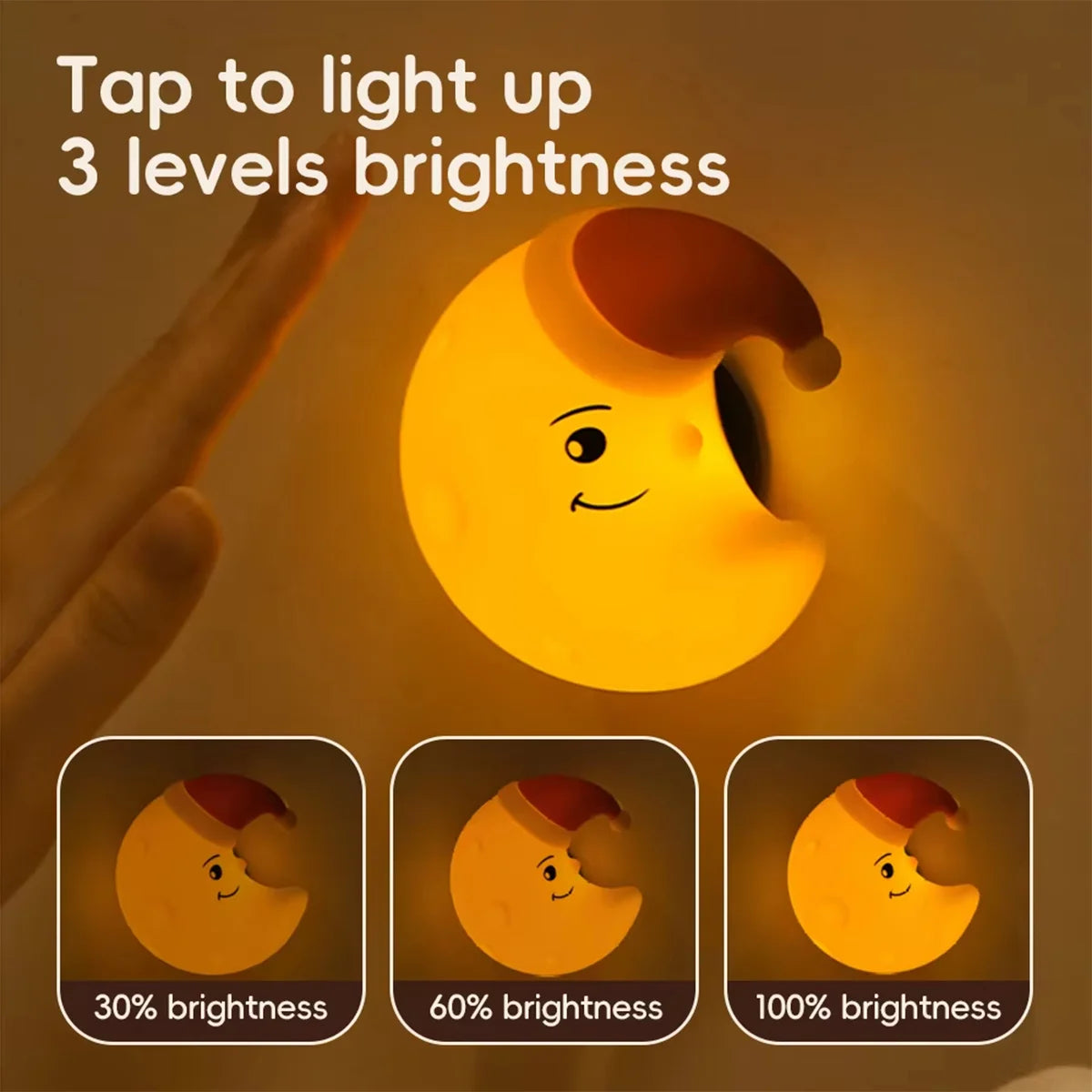 Rechargeable Silicone Led Night Light Wall Lamp Decorative Portable For Bedroom Cute Moon Bedside Baby Dimmable Nursery Sleeping