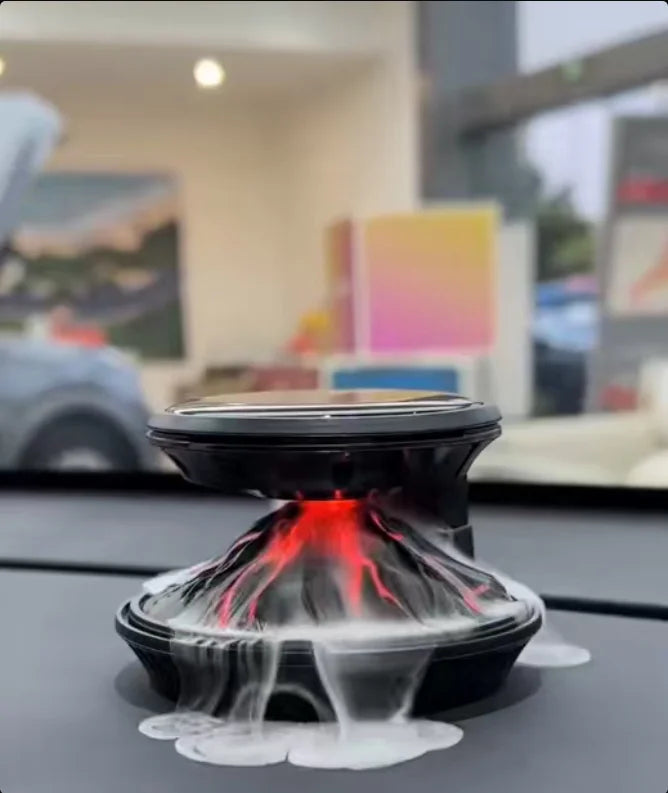 360° View Mirror Mount Volcanic Iceberg Car Diffuser - Air Purifying, Solar Powered, Forest & Floral Scents, Elegant Auto Decor