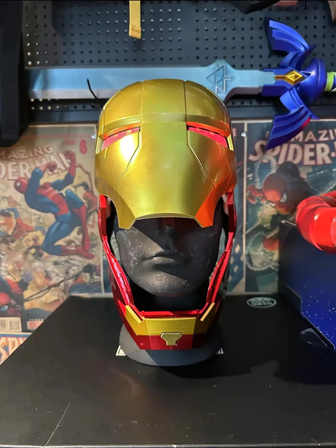 Marvel Comics Iron Man Helmet Electric Wearable Mask 1:1 Automatic Opening And Closing Model Characters Adult Toys Birthday Gift