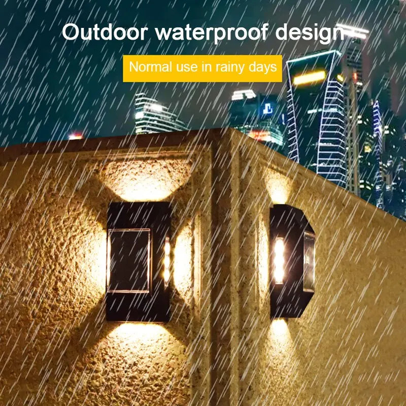 1-4pcs 12 LED Solar Wall Lamp Outdoor Waterproof Four Sides Glowing Light Staircase Villa Balcony Lighting Solar Wall Lights