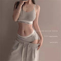 Sports Bra Set for Smaller Busts: Lift & Support, Anti-Sagging, Wire-Free, Breathable, Backless Letter Bra Two-Piece Set