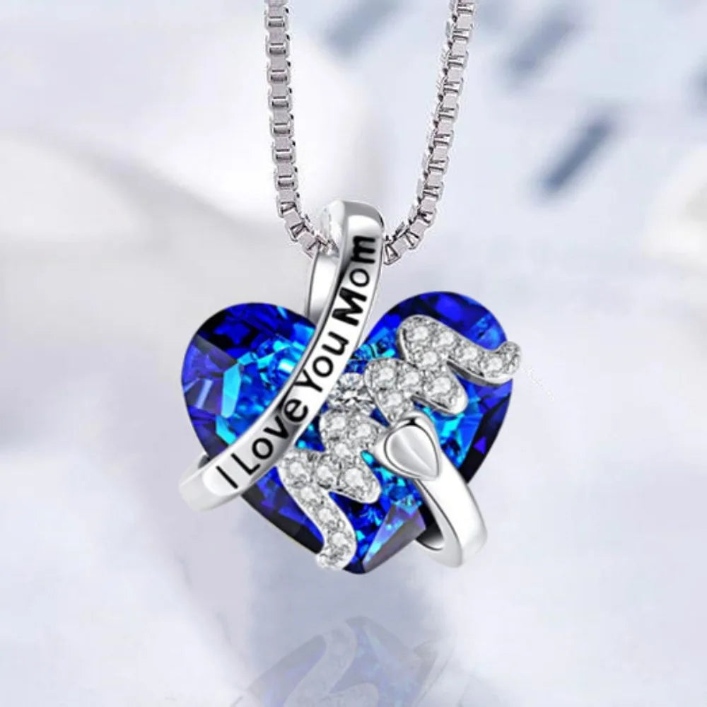 Mom Mother's Day Gift Jewelry Heart Red/Blue Pendant Necklace Luxury Fashion Mother's Day Necklace Women Mother