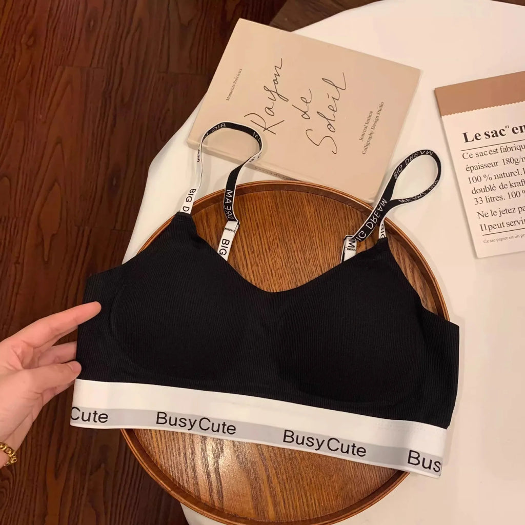 Sports Bra Set for Smaller Busts: Lift & Support, Anti-Sagging, Wire-Free, Breathable, Backless Letter Bra Two-Piece Set