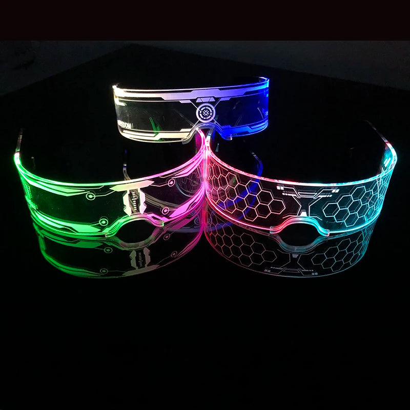 Fashion Luminous Decorative Glasses Neon Light Decoration LED Sunglasses For Nightclub DJ Dance Music Rave Costume Night