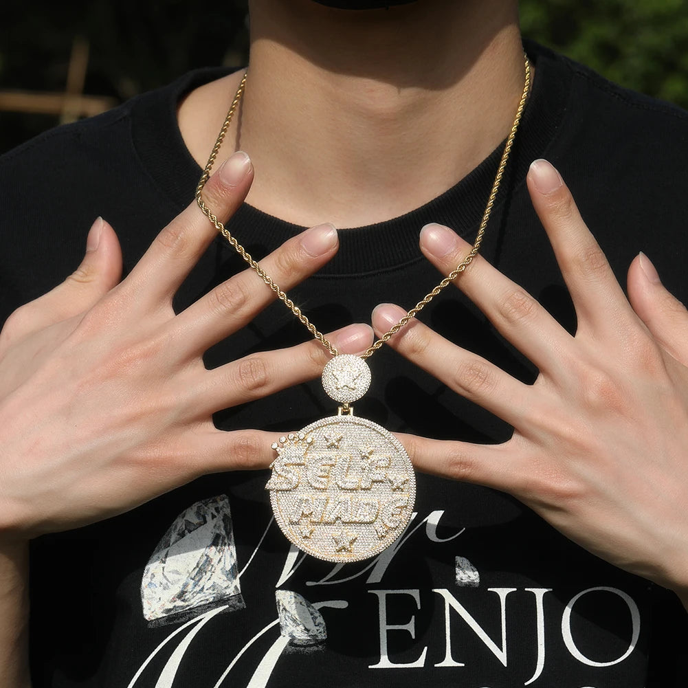 UWIN Majestic Hip Hop Pendant - Big & Heavy CZ Star,Unmatched Glamour,Full Pave Bling for Mens Fashion Statements