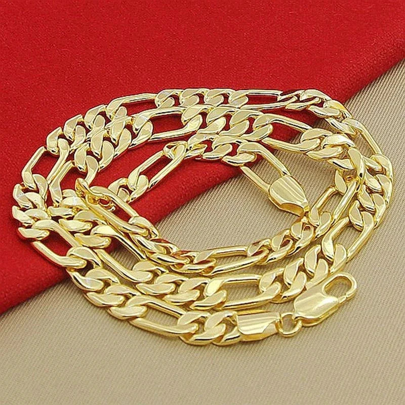 High-Quality 18K Gold Necklaces 20 Inches Classic 8MM Sideways Necklace For Men Fashion Jewelrys Gifts Wedding Party Not Fading