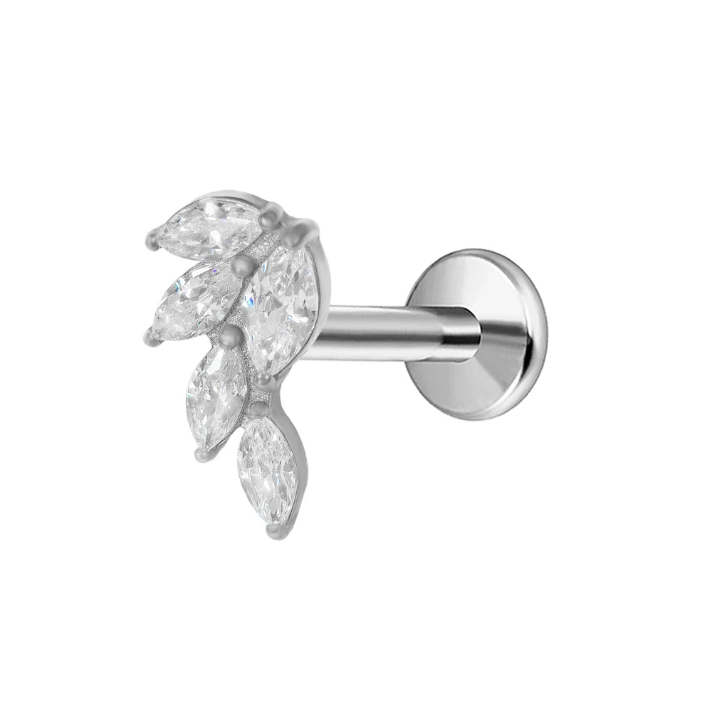 Leaf Helix Piercing Jewelry Forward Helix CZ Earring 100% 316L Stainlesss Steel Internally Threaded Tragus Stud