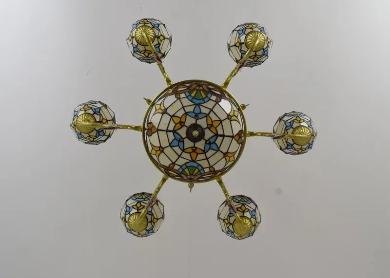 2026 Tiffany Retro Pendant Light Led Chandelier Creative Stained Glass Baroque Style Bar Bedroom Living Room Crystal