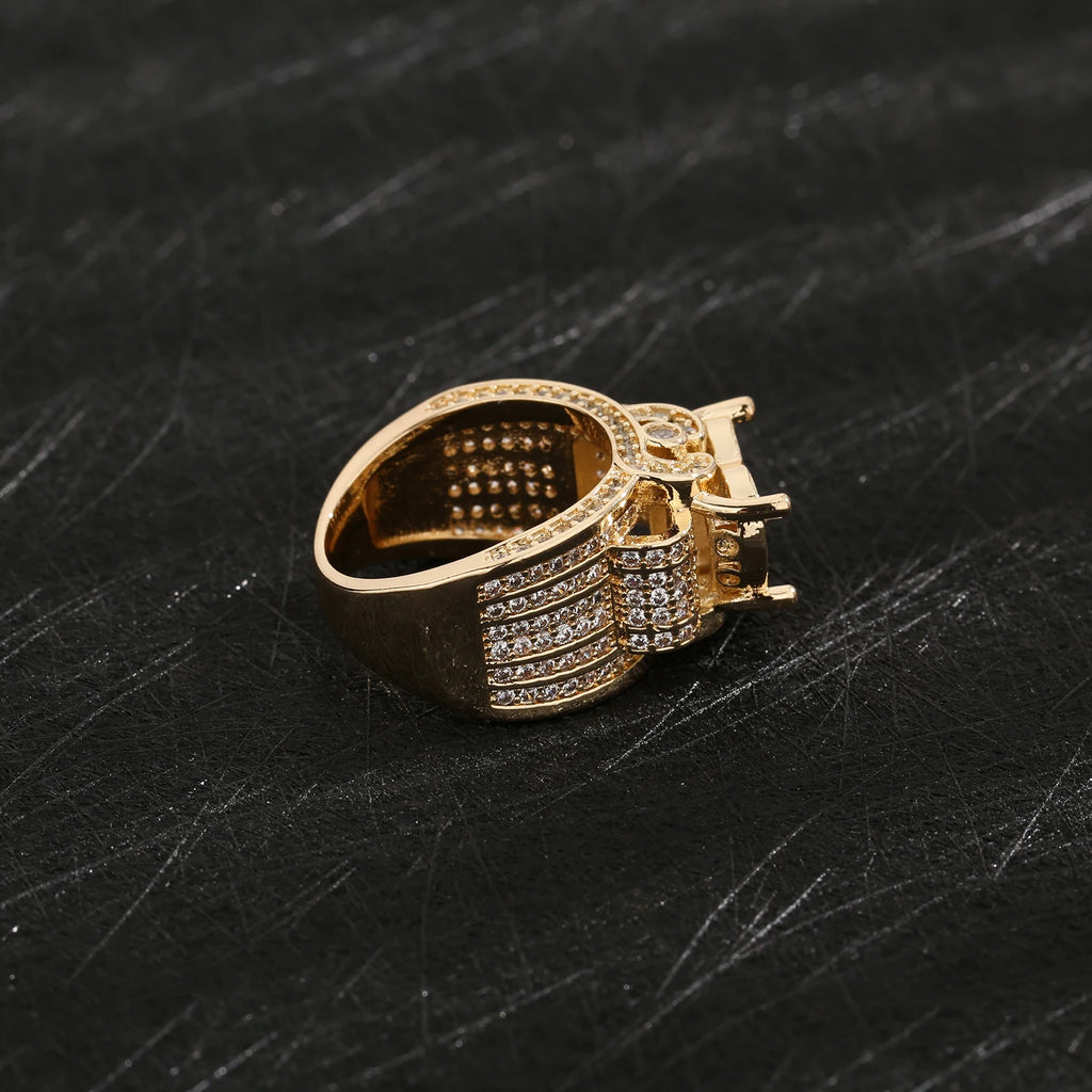 Free Shipping Item Original Charming Women's Shining Pure Heart-Shaped Love Ring 14K Gold Plated Brass New Year Gift