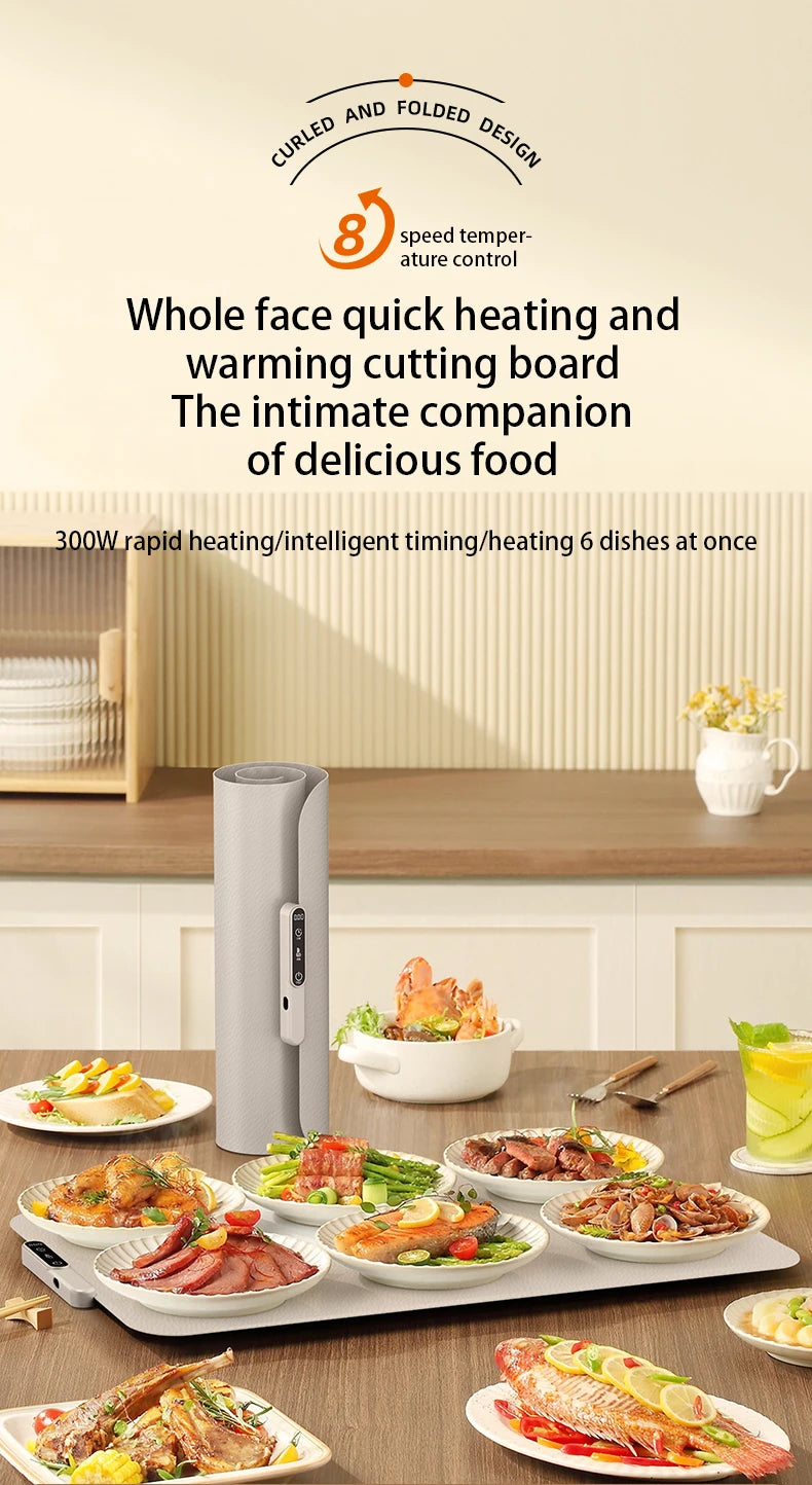 Electric Warming Tray Food Warmer Plate Foldable Portable Smart Food Fast Heating Mat Electric Warming Tray Food Warming Board
