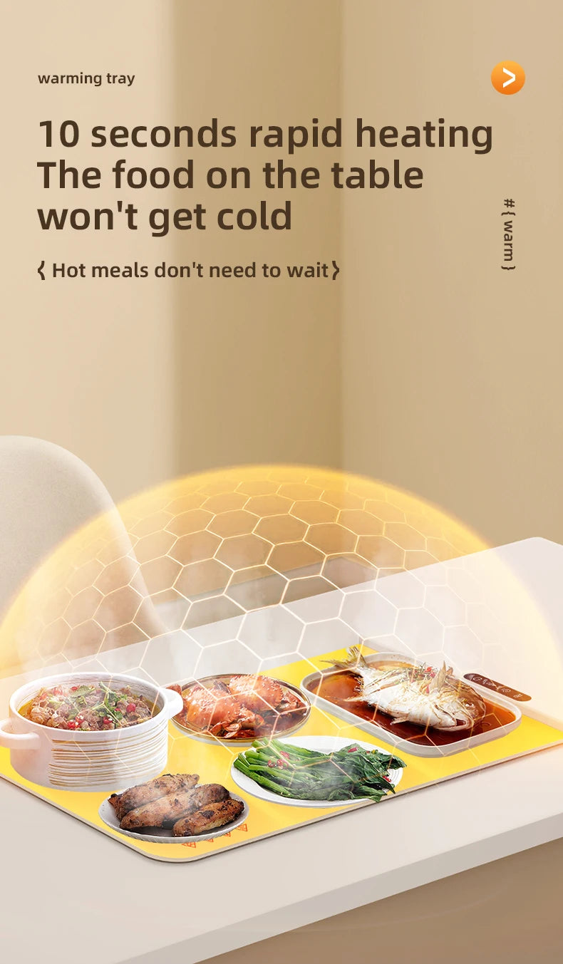 Electric Warming Tray Food Warmer Plate Foldable Portable Smart Food Fast Heating Mat Electric Warming Tray Food Warming Board