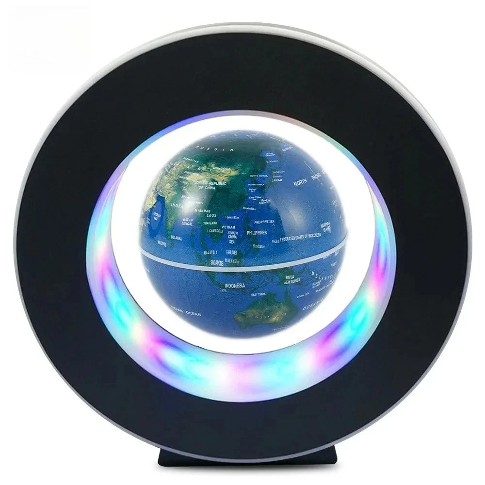 3D Magnetic Floating Earth Lamp, LED Rotating Globe Levitation Light O/C Shape Bedside Night Light Unique Gift Idea