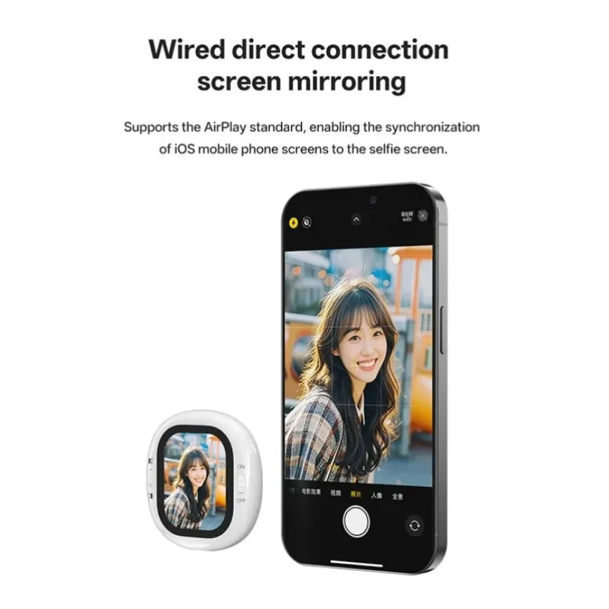 Mini Wireless Selfie Monitor Screen Magnetic 4K Bluetooth Selfie Monitor Screen with Vlog Live Stream /Selfie for iPhone/Android