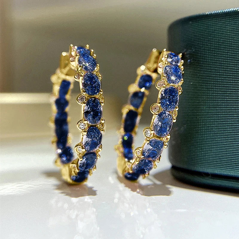 Huitan Aesthetic Women Hoop Earrings Silver Color/gold Color Fashion Daily Party Accessories Elegant Wedding Jewelry Inlaid CZ