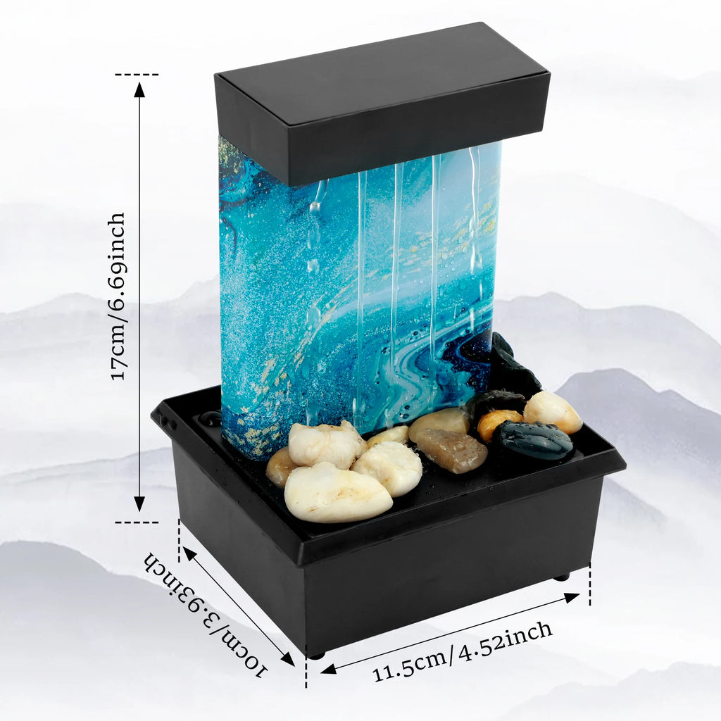 Tabletop Waterfall Home Decor Relaxation Meditation Desktop Fountain with Soft Lights Flowing Water Ornaments Mother's Day Gifts