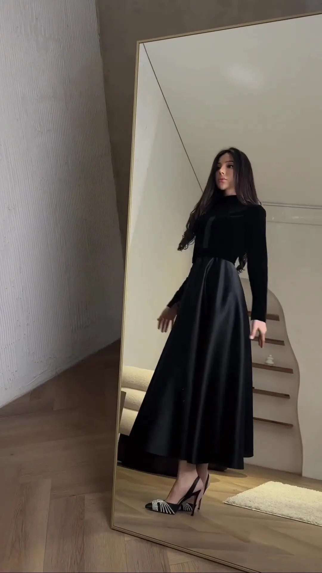 Elegant Dresses Slim Spring Autumn Evening Dresses Female Solid Velvet Dress Ladies Waisted Long Round-Neck Clothes for Women