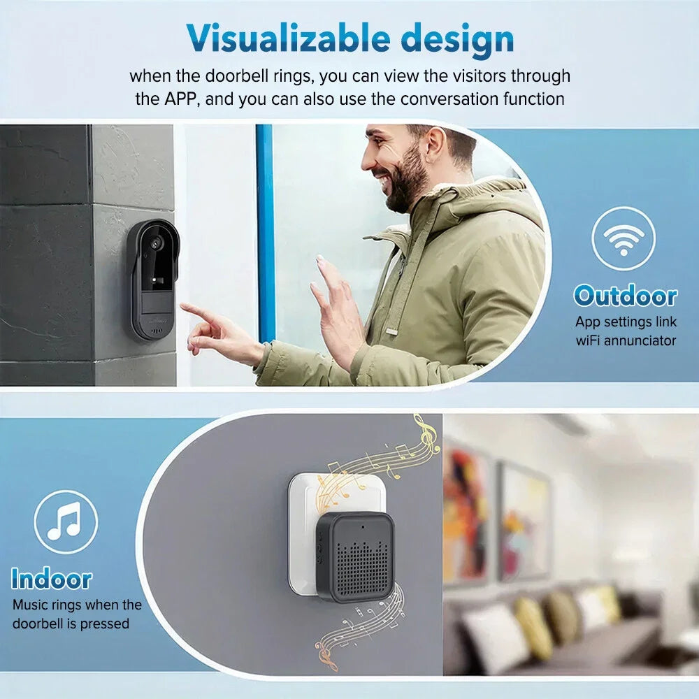 Tuya Doorbell with Camera Wireless Bundle Doorbell Smart Home Wifi Outdoor Waterproof Cam Security Audio Intercom Night Vision