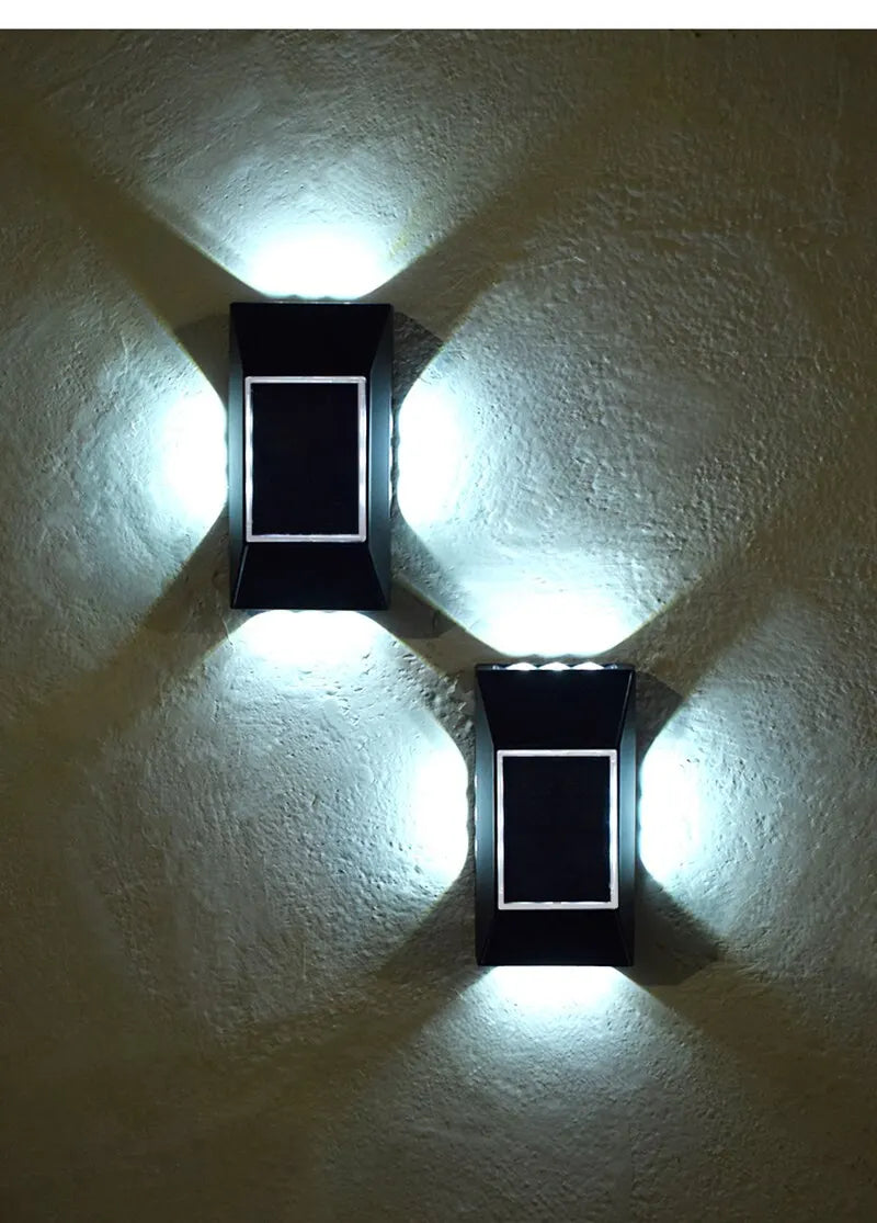 1-4pcs 12 LED Solar Wall Lamp Outdoor Waterproof Four Sides Glowing Light Staircase Villa Balcony Lighting Solar Wall Lights
