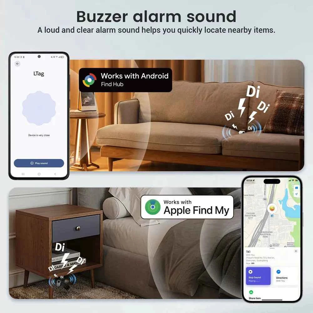 Air Tags Bluetooth Tracker Smart Tag Works with IOS Find My or Android Find Hub Dual system Item Finders Locator Device for Keys