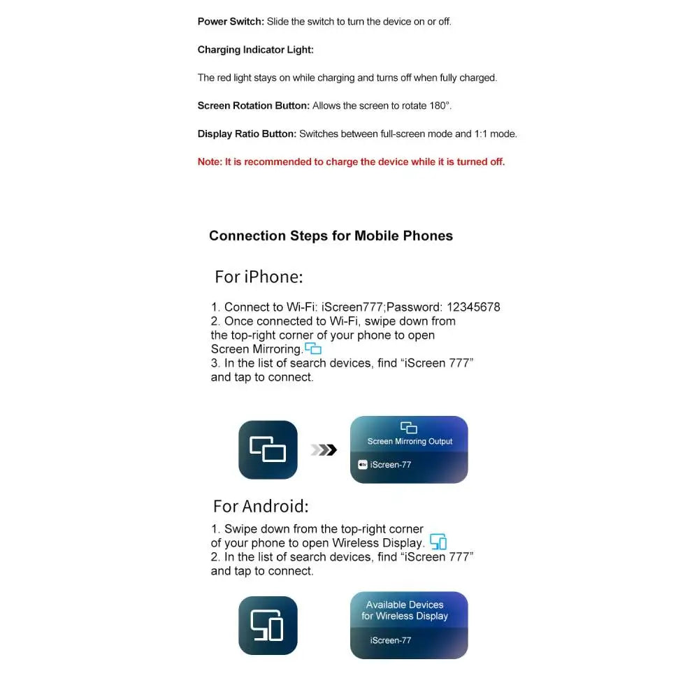 Magnetic Selfie Monitor Screen Mini Wireless Phone Rear Camera Selfie For Vlog Livestream Video Recording Phone Screen Projector