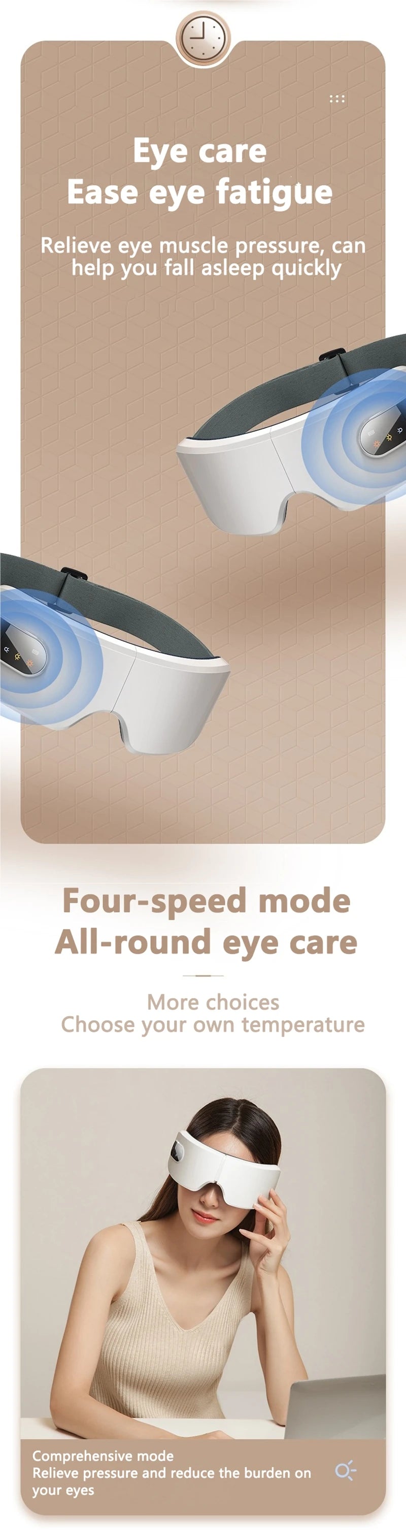 New Smart Eye Massager Vibration Eye Care Massage Instrument Bluetooth Music Heated Eyemask Dry Fatigue Relief Portable Foldable