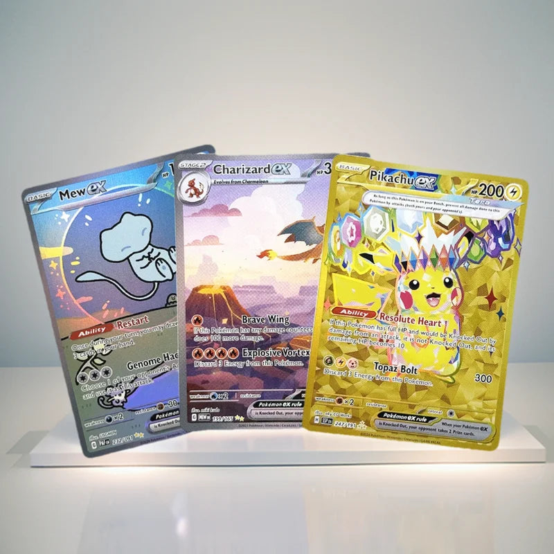PKM Single Cards Pikachu Charizard EX Bubble Mew Game Rare Collection Cards PTCG Rainbow Proxy Cards