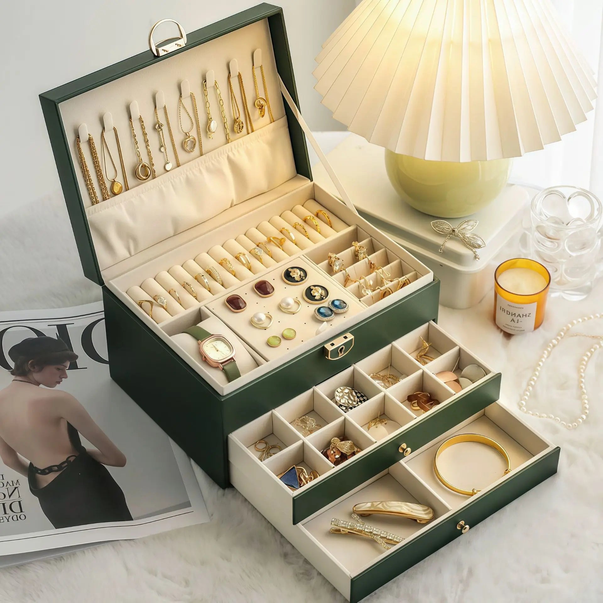 Portable Multi-Functional Home Decoration Storage Box Earring And Jewelry Preservation Box Special Storage Box For Ladies' Item
