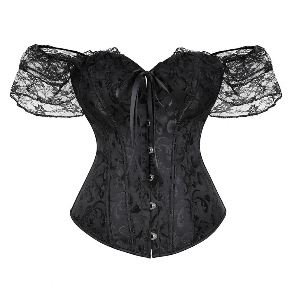 Wedding Lace Corset Women Shapewear Floral Lace Chest Lifting Corset Bodyshaper Top Boned Overbust Corset Waist Cincher 80%