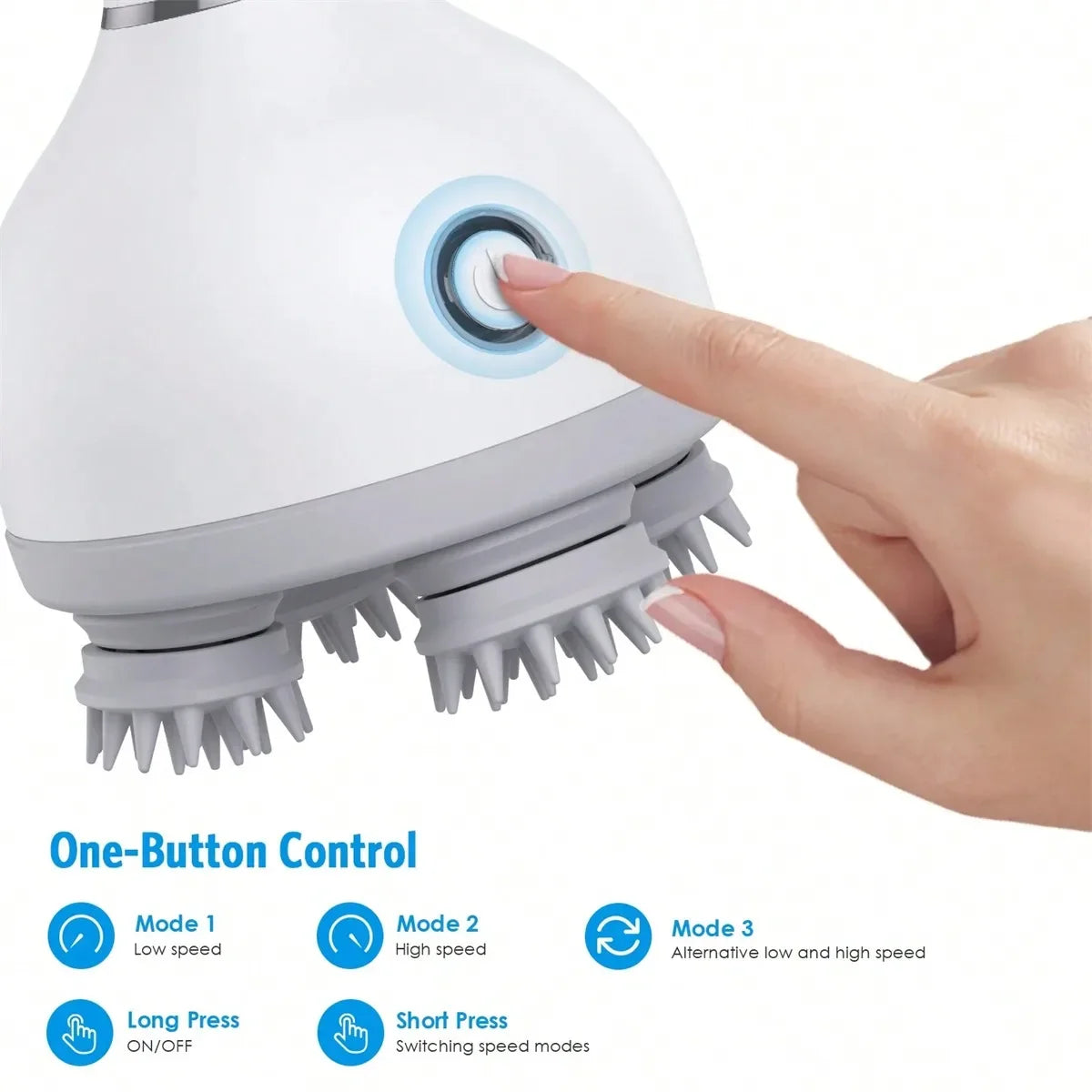 Electric Scalp Massager,With Kneading And Massage Nodes, Used For Pressure Relaxation And Deep Cleaning Of The Scalp