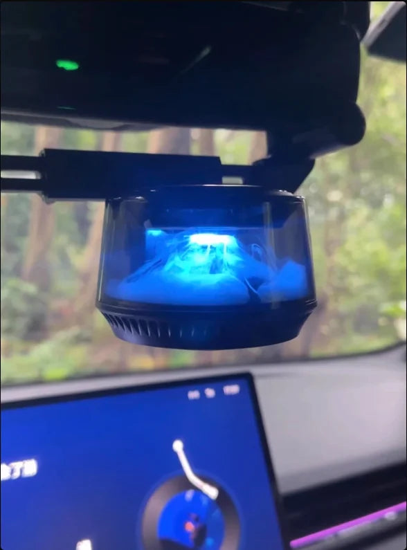 360° View Mirror Mount Volcanic Iceberg Car Diffuser - Air Purifying, Solar Powered, Forest & Floral Scents, Elegant Auto Decor