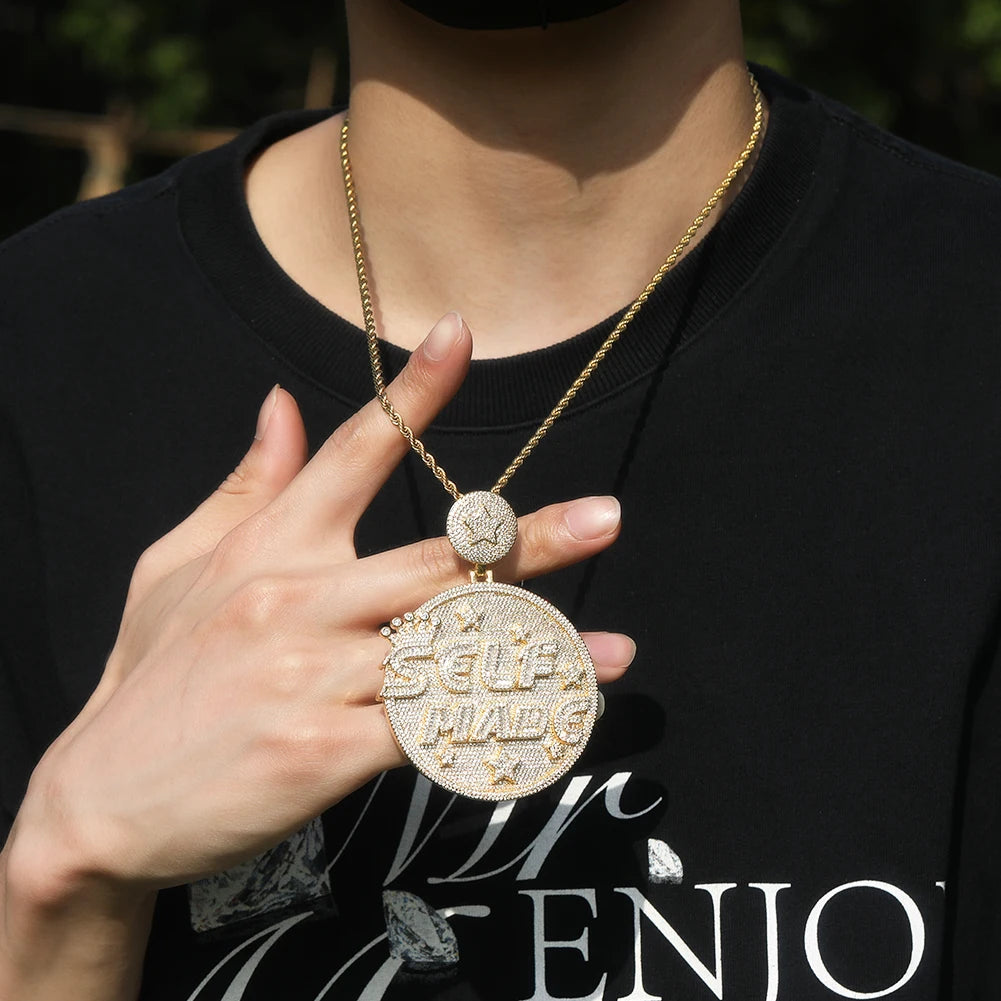 UWIN Majestic Hip Hop Pendant - Big & Heavy CZ Star,Unmatched Glamour,Full Pave Bling for Mens Fashion Statements