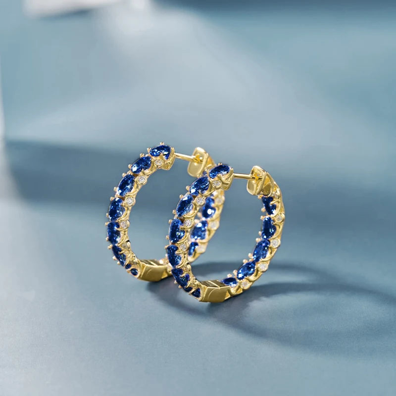 Huitan Aesthetic Women Hoop Earrings Silver Color/gold Color Fashion Daily Party Accessories Elegant Wedding Jewelry Inlaid CZ