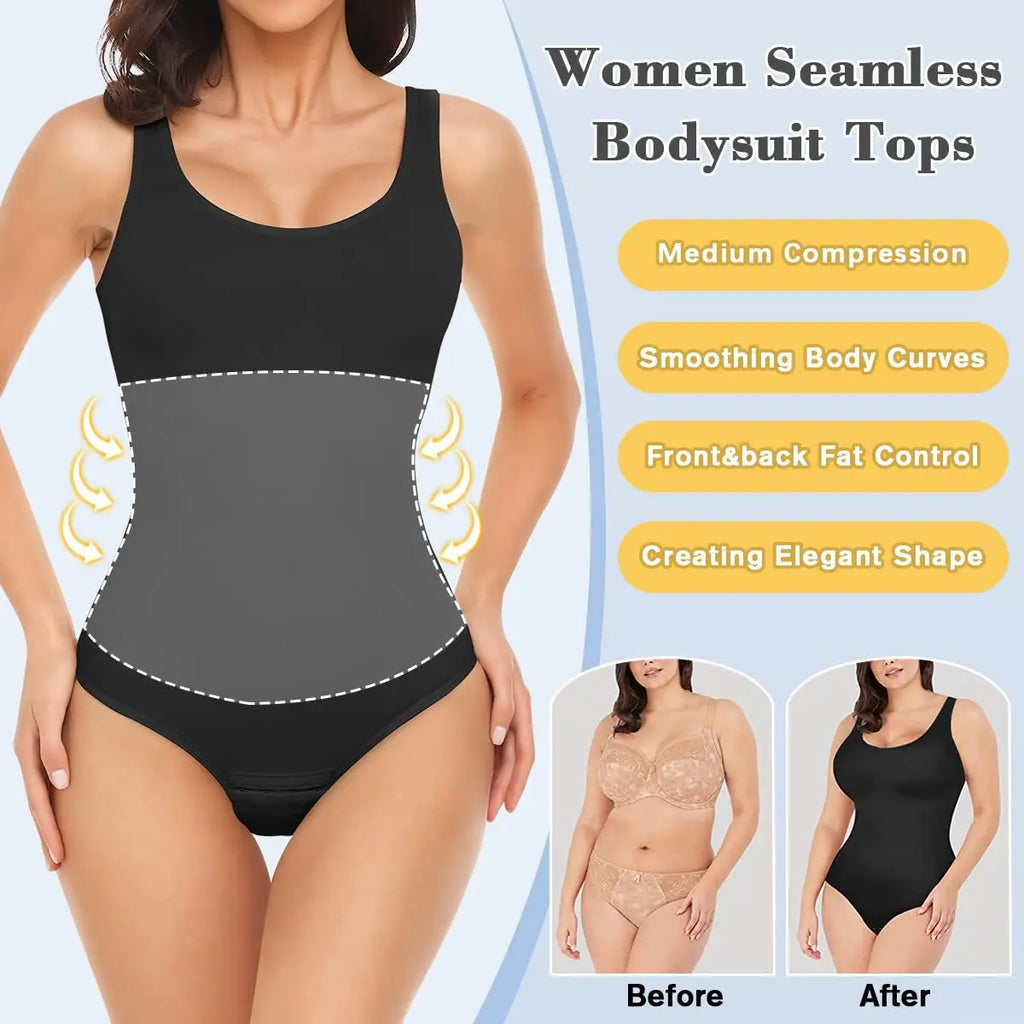 Body Shapewear for Women Seamless Solid Shaping Full Bodysuit Neck Tummy Control Slimming Body Shaper Underwear & Shapewear