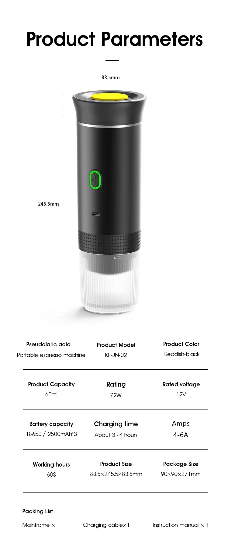 Coffee Machine Wireless Electric Coffee Machine Portable Espresso Coffee Machine Maker 3-in-1 Capsule Powder Travel Coffee Maker