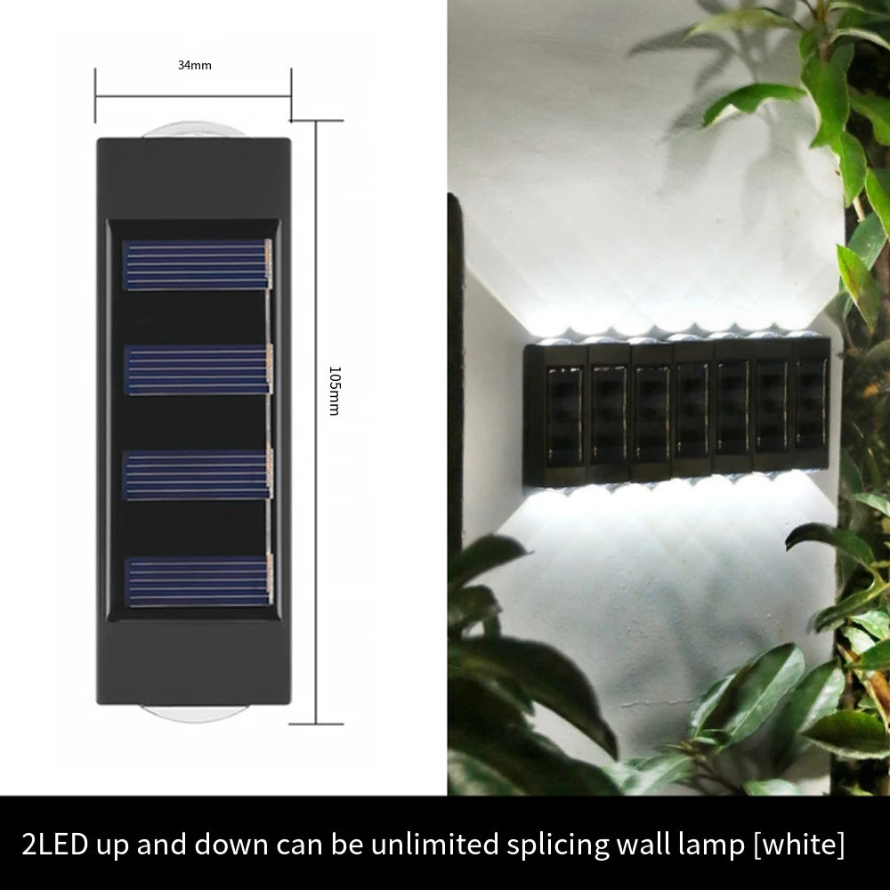 Solar Wall Lamp Outdoor 4/6/8/10/12/16LED Light Waterproof Up And Down Luminous Lighting Balcony Yard Garden Decoration Lights
