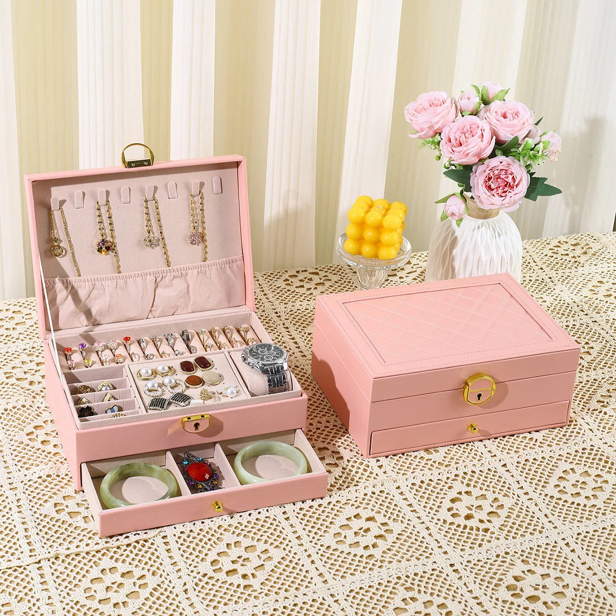 Portable Multi-Functional Home Decoration Storage Box Earring And Jewelry Preservation Box Special Storage Box For Ladies' Item