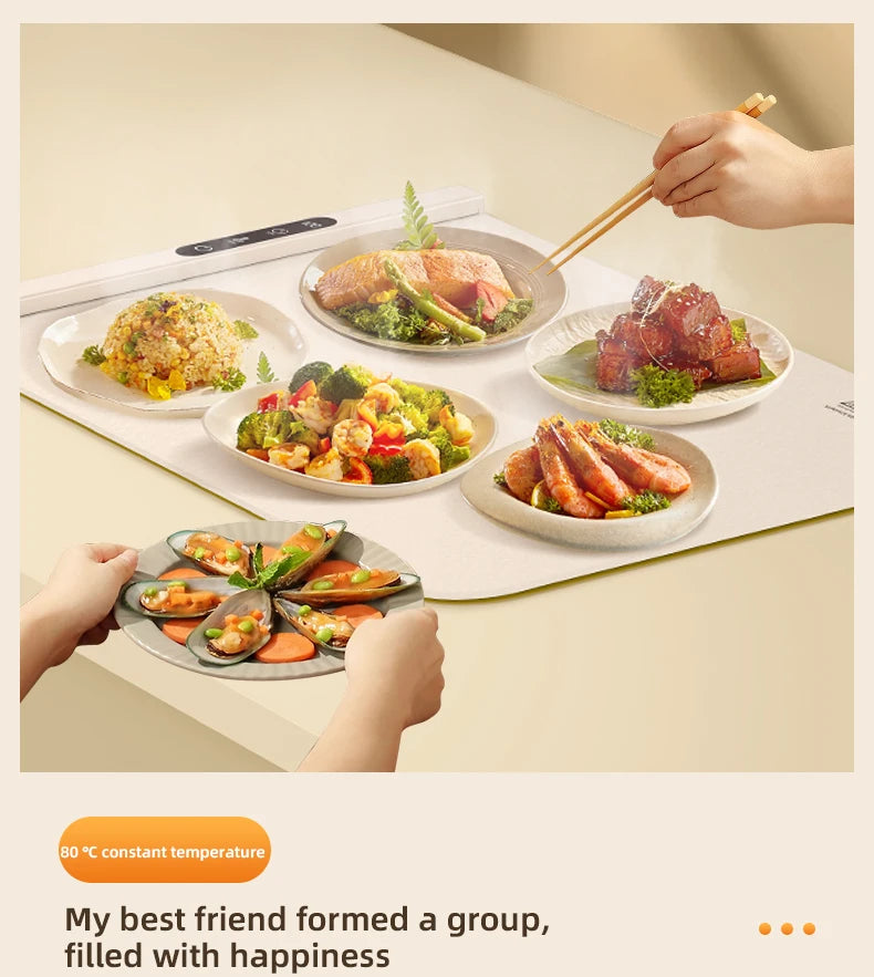 Electric Warming Tray Food Warmer Plate Foldable Portable Smart Food Fast Heating Mat Electric Warming Tray Food Warming Board