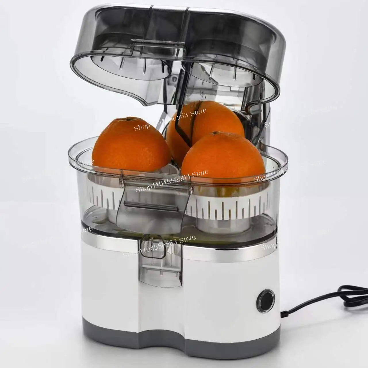 Dual Head Automatic Citrus Juicer Machine, Electric Lemon Orange Press with Pulp Separation for Home Kitchen Use