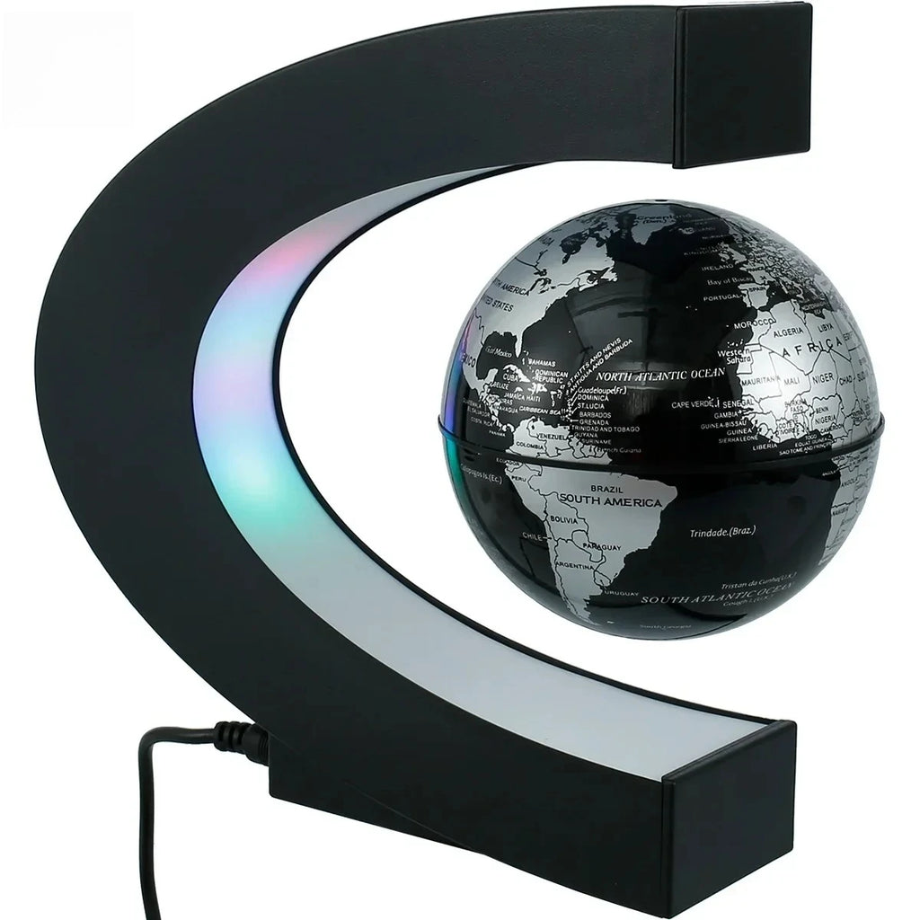3D Magnetic Floating Earth Lamp, LED Rotating Globe Levitation Light O/C Shape Bedside Night Light Unique Gift Idea