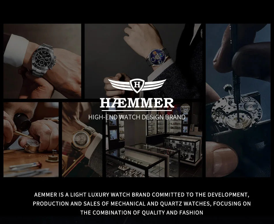 HAEMMER Luxury Men's Mechanical Watch NH35 Men's Roulette Rotary Sapphire Glass Watch Waterproof