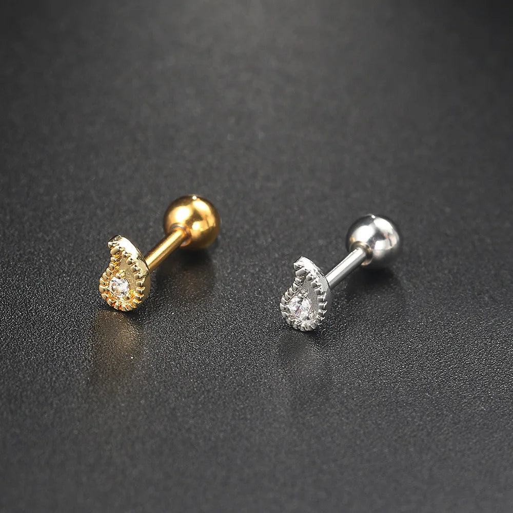 1PC Fashion Helix Daith Piercing Earrings for Teen Girls Dainty Zircon Cartilage Studs Conch Tragus Rook Lobe Ear Hoops Jewelry