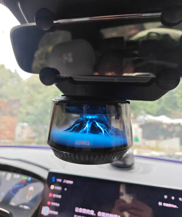 360° View Mirror Mount Volcanic Iceberg Car Diffuser - Air Purifying, Solar Powered, Forest & Floral Scents, Elegant Auto Decor