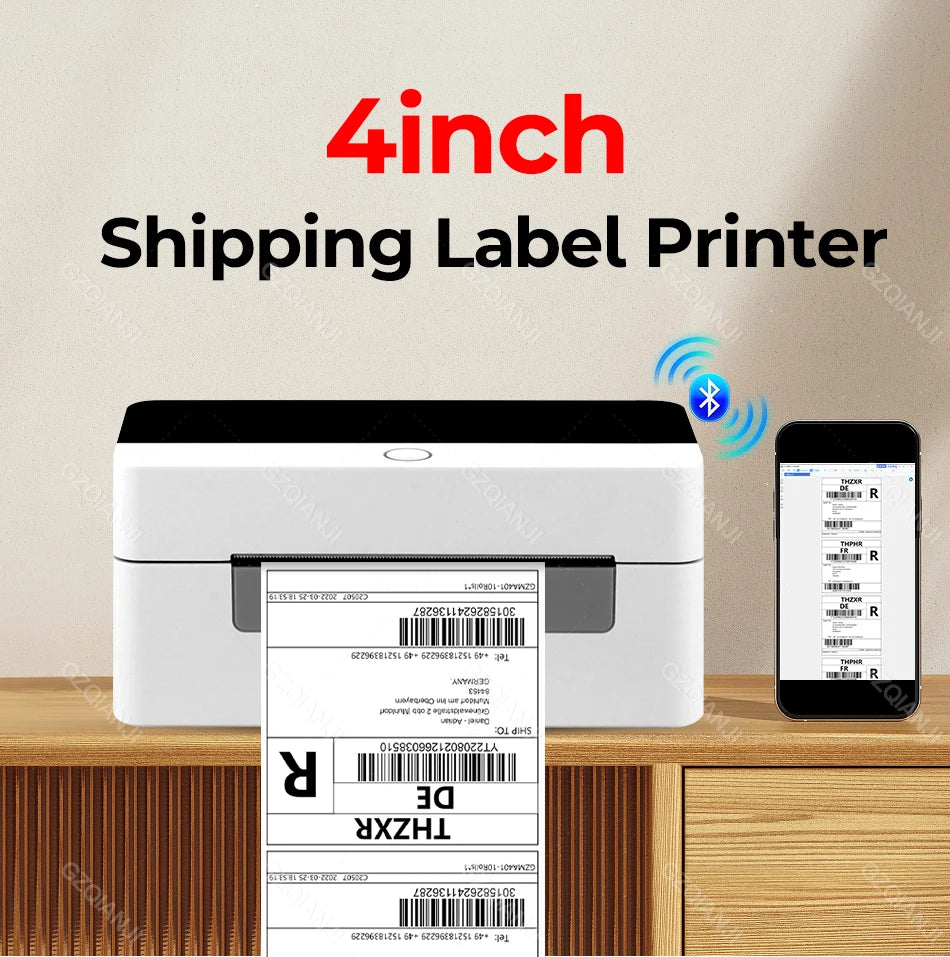 4x6 Shipping Label Printer WiFi Bluetooth USB Thermal Sticker Maker Desktop Barcode Printer for High Speed Express Airway Bill