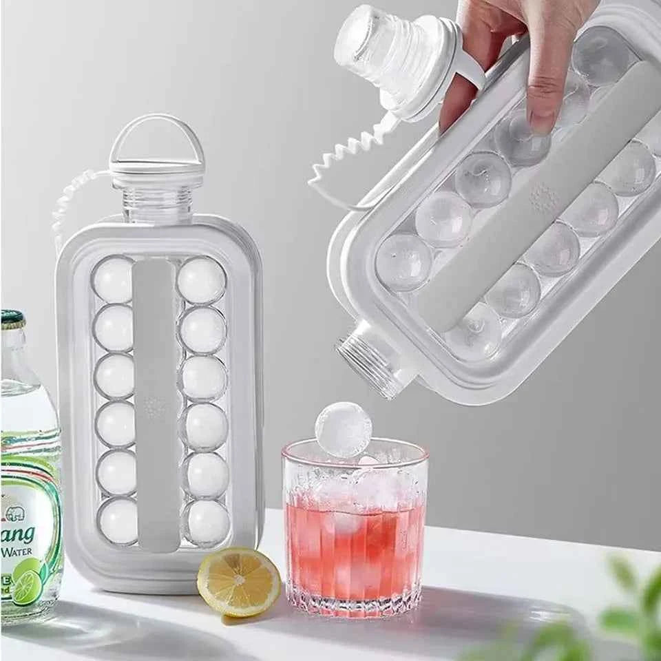 Portable 2-in-1 Folding Ice Maker Water Bottle Creative Ice Cube Mold Kitchen Bar Gadgets Ice Hockey Lattice Making Tool Kettle