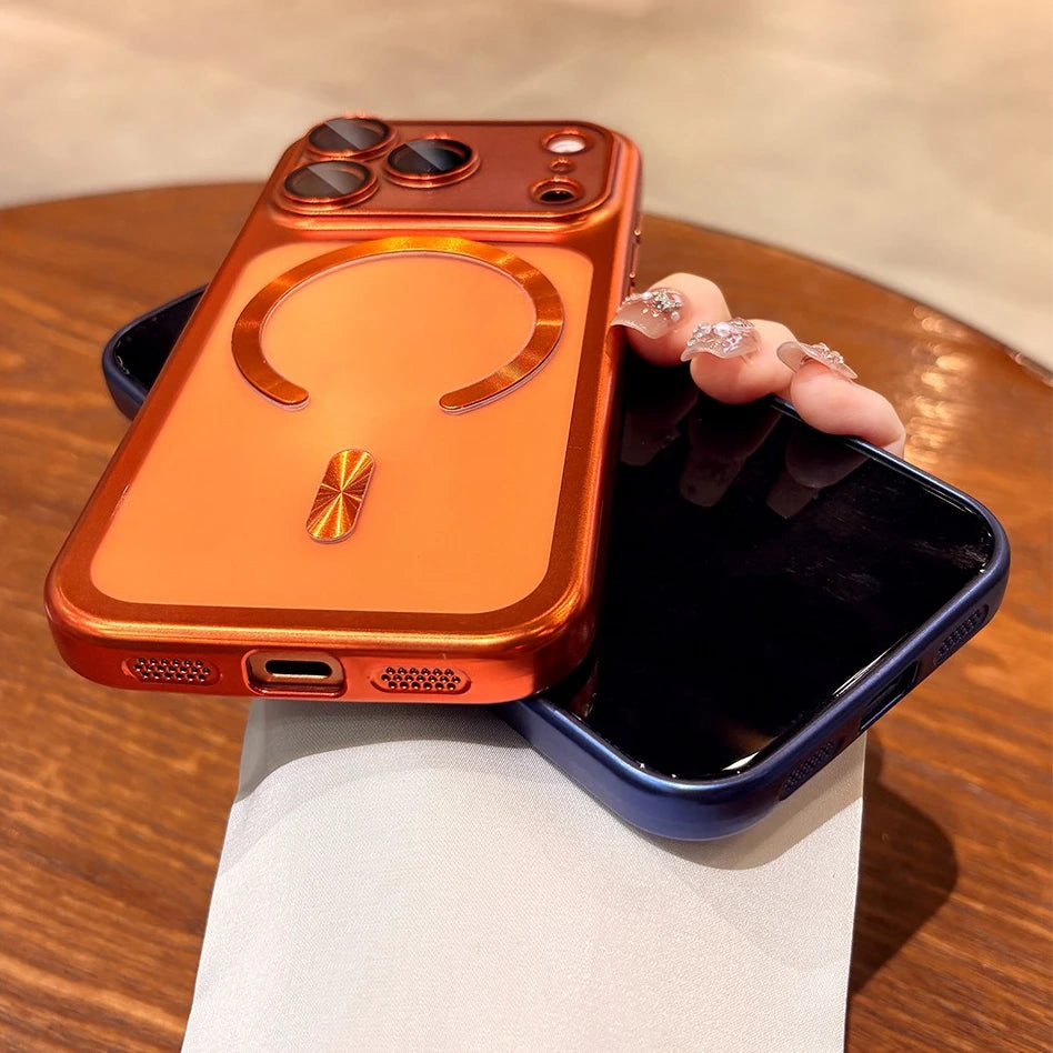New Plating Transparent For Magsafe Magnetic Case for IPhone 17 17Pro 17 Pro Max 17 Air Original Soft TPU Lens Protector Cover