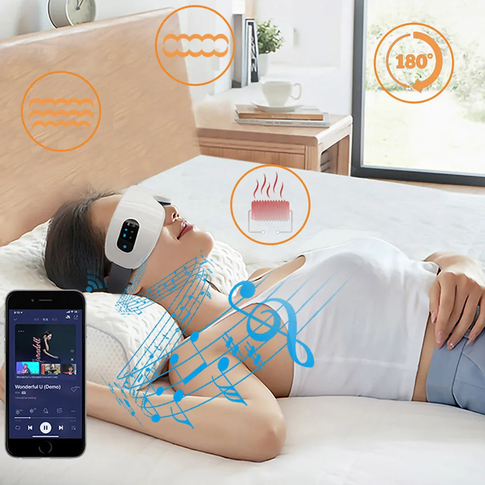 Electric Eye Massager Hot Compress & Vibration Relieves Eye Fatigue Dark Circles Heating Eyes Massage Instrument With Bluetooth