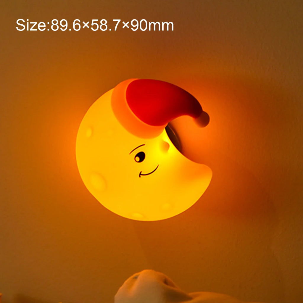 Rechargeable Silicone Led Night Light Wall Lamp Decorative Portable For Bedroom Cute Moon Bedside Baby Dimmable Nursery Sleeping