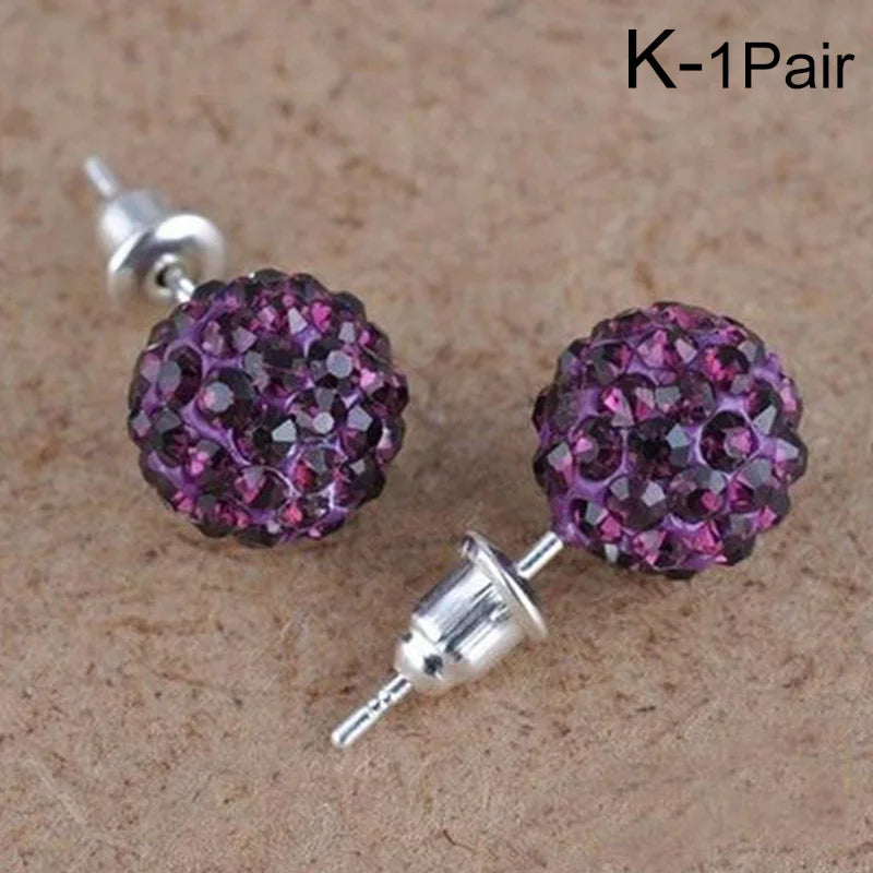 New Fashion Jewelry Full Rhinestone Ball Earrings Autumn and Winter Fashion Korean Temperament Earrings for Women Party Gift